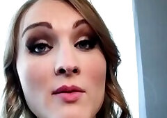 Tall and cute shemale shows off her seductive feet and dick