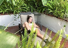 Johnny Sins takes Abbie Maley hard outdoors in neon bikini and boots