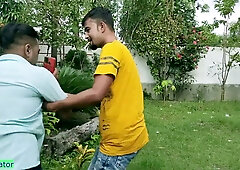 Dark-haired Indian wife's steamy garden affair ends in creampie