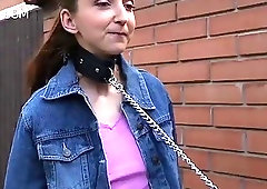 Redhead gets whipped and teased with some candles as well