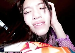Easter Bunny femboy teen gal Mayvi from Thailand booty screw bareback by a sexually excited white guy who recorded how this guy gapes her taut ladyboy
