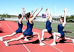Eva Marie, Richelle Ryder and Ashley Adams fuck on the sofa