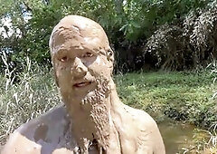 Hairy teddy Takenga Paru shows off his huge dick while getting off