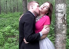 Young and horny couple will gladly fuck each other in a forest