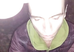 Steamy public woods encounter as a mature guy fills young twink Max Dick's mouth with cum