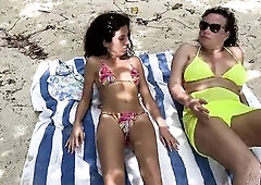 Pervert cummed on cuties whilst they were sunbathing on a public beach
