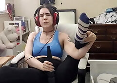 Cumming to Music with Headphones on