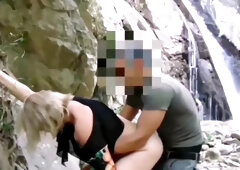 Threesome With The Photographer And My Husband Who Filmed At The Waterfall In The Mountains