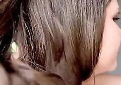 Your girlfriend teases you with her hair, big natural boobs, rides you and ask to cum inside her!