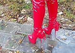 20 cm red boots walking Lady L High Heels