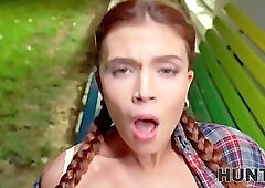 HUNT4K. She played with her tits and pussy for some cash