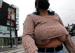 outdoor street underboob