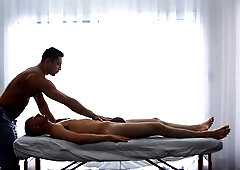 Seth Santoro gives his client a wild ride with his hard cock during a sensual oil massage