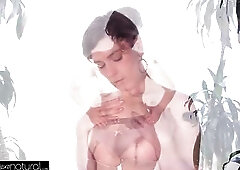 Amateur Cookie in Underware Widens Bushy Twat