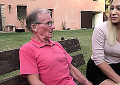 Blonde hot butt anal fucked by horny grandpa