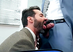 Bearded lad with a great ass fucked by his hung boss