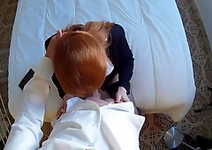 Busty Russian Babe Giving Head To Horny Boss