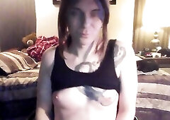 TRANS BEAUTY CHICK BLOSSOM SHOWS HER CUTE LITTLE BREASTS