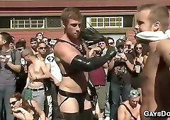 Connor Maguire And Cameron Kincade Folsom Street Fair Public Bdsm With Ball Bondage