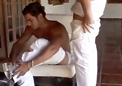 Boyfriends take turns giving handjobs and fucking each other's asses