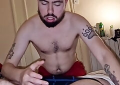 Hairy chubby guy and another guy passionately suck each other's throbbing sausages