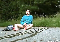 Caught pissing and cumming outdoors - gay public exhibitionist