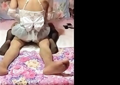 here comes a shemale bride sucking a dick a her husband