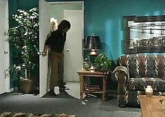 Charming blond woman in leopard costume takes it off and gets ramrod inside hairless vagina