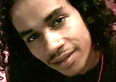 Curly latin guy wanking solo