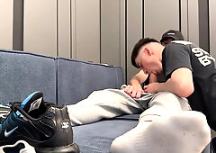 Bottom Sniffs Sweaty Socks And Gets A Creampie