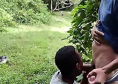 Trio of hot, hung uncut guys cruising outdoors in public