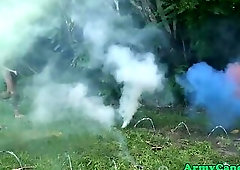 Ebony soldier rimmed and anally fucked