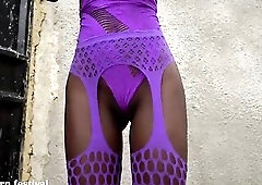 Stuning slim Afro hoe with flawless breasts riding my jock in each position