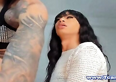 See those hot shemales having a deepthroating dick. This marvelous black tranny got a biggest shlong that her ally sucking hard.