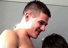 Steamy Shower and Poolside Guys Sucking Cock Hard