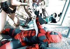 Foursome Cosplay featuring Deadpool, wonderwoman, Red Sonja and Green Lantern
