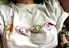 Glamour babe with big boobs masturbates in lingerie