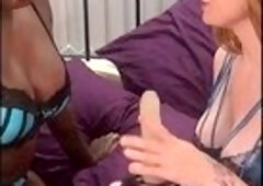 2 CONCUPISCENT ALLIES TURN PILLOW FIGHT INTO LESBO THONG-ON BANG