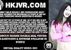 Hotkinkyjo double anal fisting with a chap