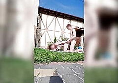 Сouple screws in the yard of the abode whilst the neighbors don't watch