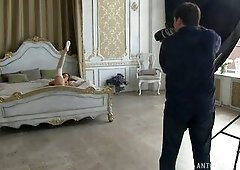 Gorgeous and charming pornstar Katya Clover poses and undresses sensually for Henry Sharpe (Antonio Clemens) for a photo session (behind the scenes). 