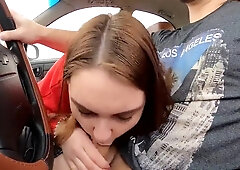 Everyone Saw What She Was Doing. Blowjob While Driving!