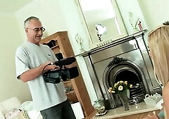 Tanned Golden-haired Carmel Moore Sucks Penis During Her Snatch to Throat Banging