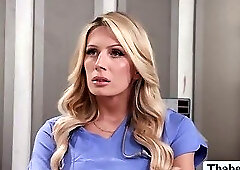 TS nurse helps sperm donor cum fast by sucking it