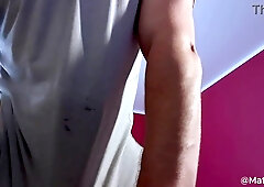 Guy Jizzes thru his T-shirt after edging his Moist Trunk *Moist Sounds, Whinging*
