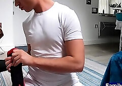 Stepdaddy gets a sensual foot massage by his stepson