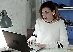 Lewd chick Emilio Ardana asks man for help to polish her wet pussy