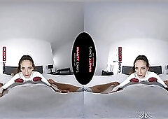 Latex chick is a queen of VR pleasure, since she likes to ride cocks all day long