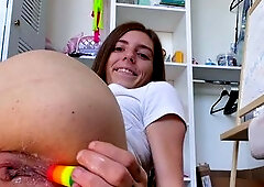 Sexy teen ebony solo toy masturbation