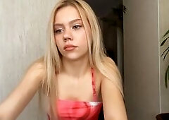 Blonde Babe Teases in Pink Top